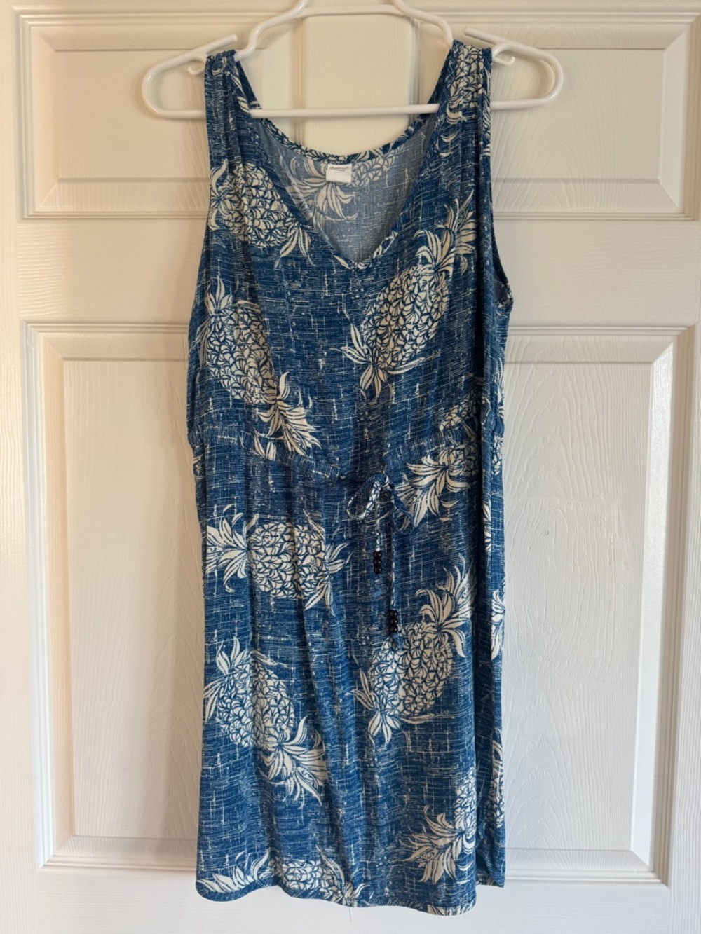 Sleeveless Blue Pineapple Print Sundress
